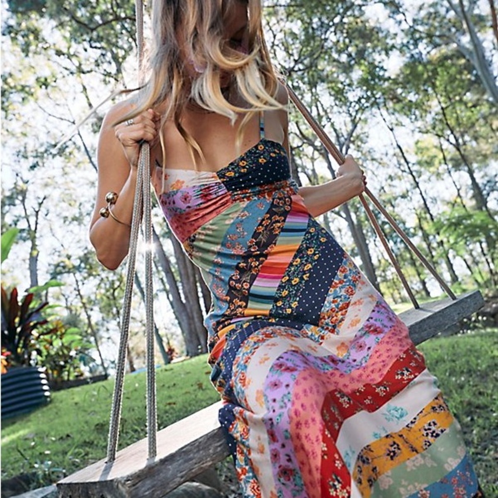 RARE Free People “Fiona” Maxi Dress in Confetti Combo